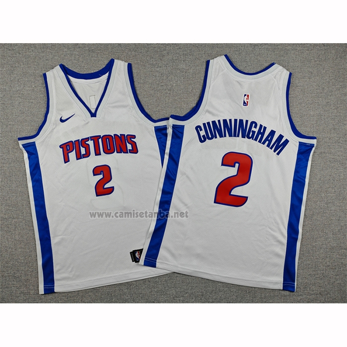Camiseta Nino Detroit Pistons Cade Cunningham NO 2 Association 2025-26 Blanco
